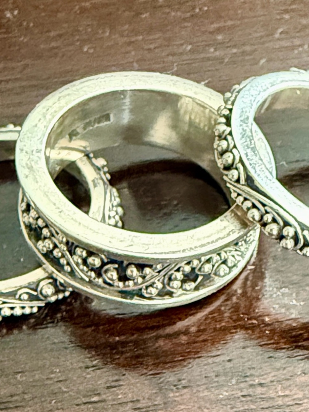 Lois Hill .925 Sterling Silver Stacking Rings with Beaded Detail size 7/8